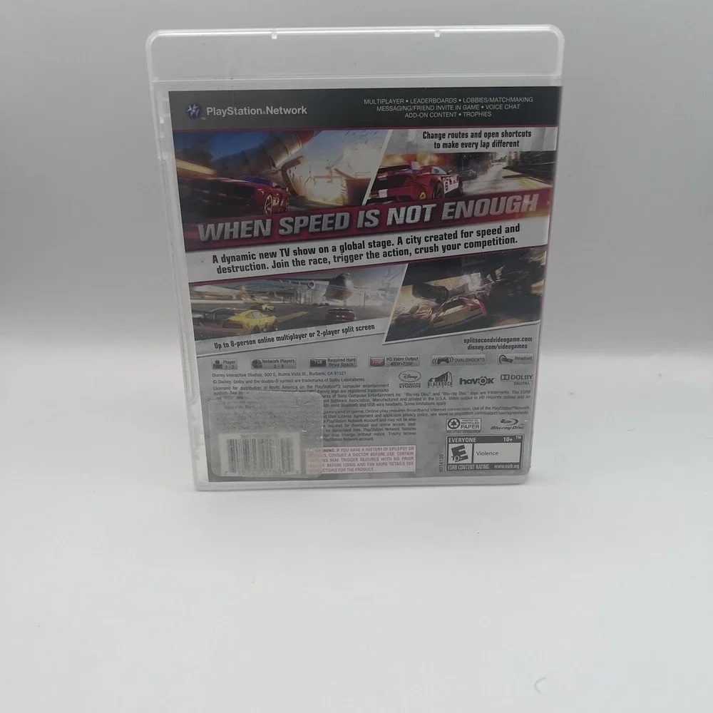 Split/Second Sony PlayStation 3 PS3 2010 Racing Game Disney E10+